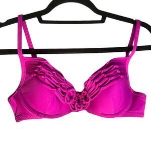 BECCA by Rebecca Virtue Women Padded Bathing Suit Bikini Top Magenta Pink M NWOT
